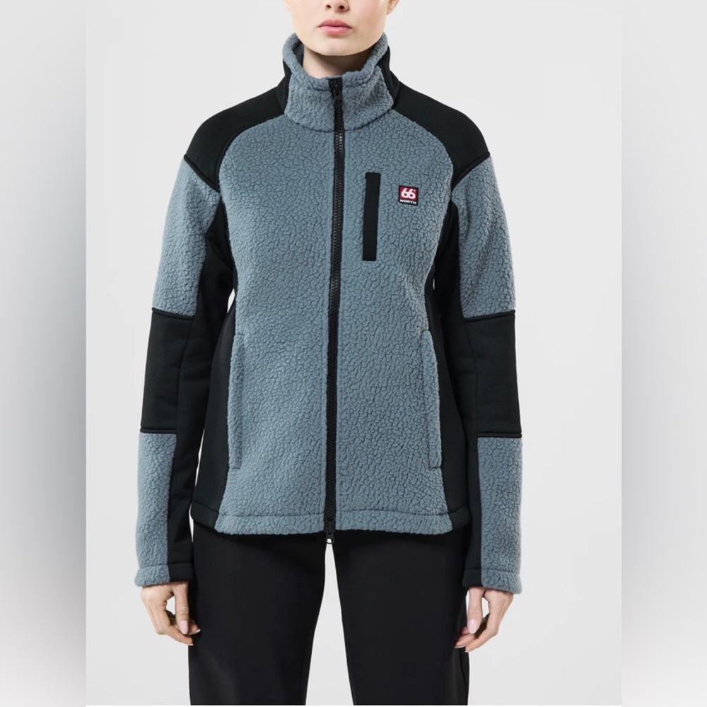 66°North Grey Sherpa Teddy Jacket with Black Panels
